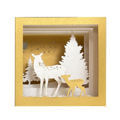 Carte pop-up Biche et faon
