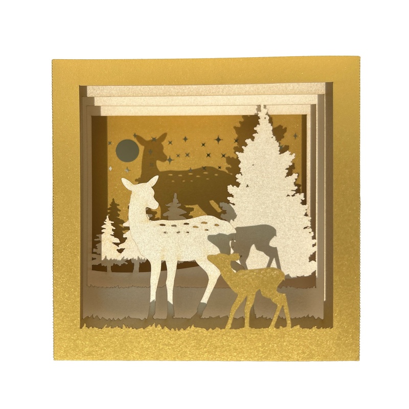 Carte pop-up Biche et faon