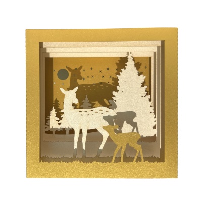 Carte pop-up Biche et faon