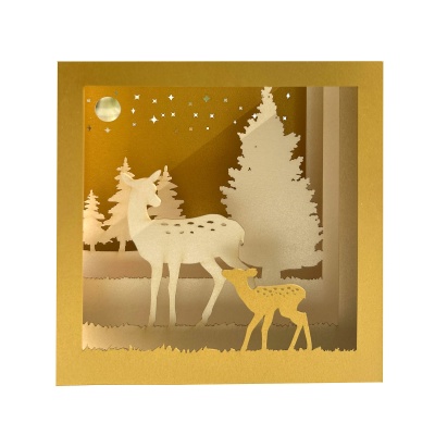 Carte pop-up Biche et faon