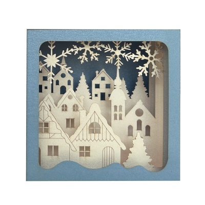 Carte pop-up Village sous la neige