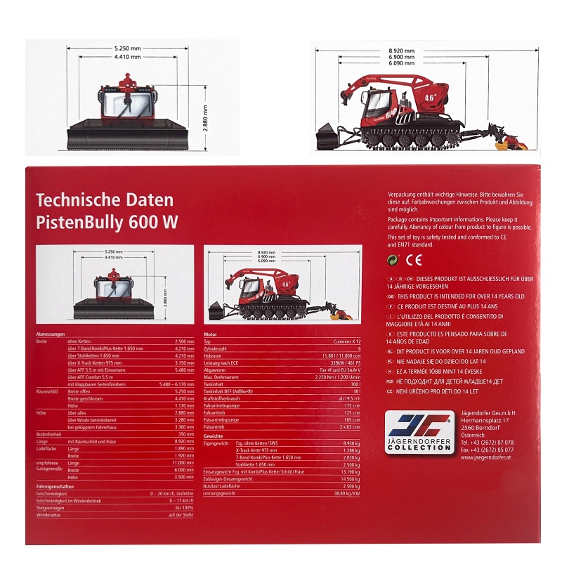 Dameuse PistenBully 600 W 1:43 - Jaegerndorfer Collection