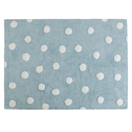 Tapis Polka bleu à pois blancs