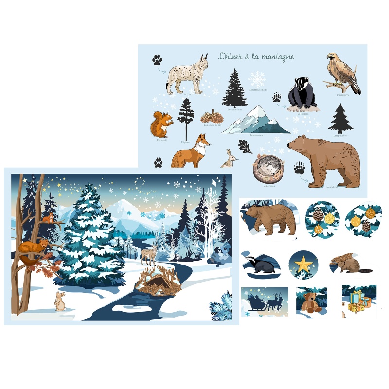 Tableau scratch La Montagne en hiver